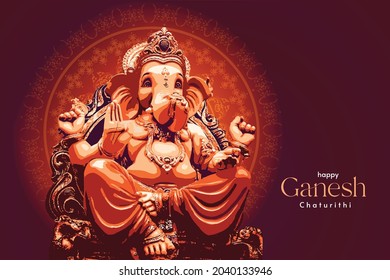 happy Ganesh Chaturthi greetings. vector art illustration design.