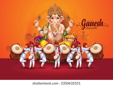 happy Ganesh Chaturthi greetings. vector illustration design.