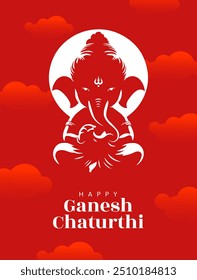 Feliz Ganesh Chaturthi Saudações, Deseja Ilustração Vetorial Conceito Criativo. Histórico festival religioso hindu com mínimo Ganesh Silhueta Vetor