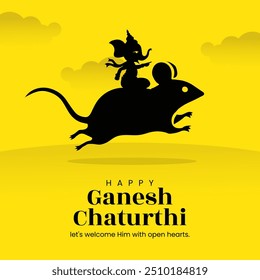 Feliz Ganesh Chaturthi Saudações, Deseja Ilustração Vetorial Conceito Criativo. Histórico festival religioso hindu com mínimo Ganesh Silhueta Vetor