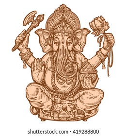 happy Ganesh Chaturthi. hand drawn sketch. vector illustration