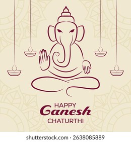 happy ganesh chaturthi illustration in flat design