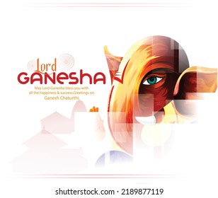 Happy Ganesh Chaturthi illustration of Lord Ganpati background for Ganesh Chaturthi festival of India