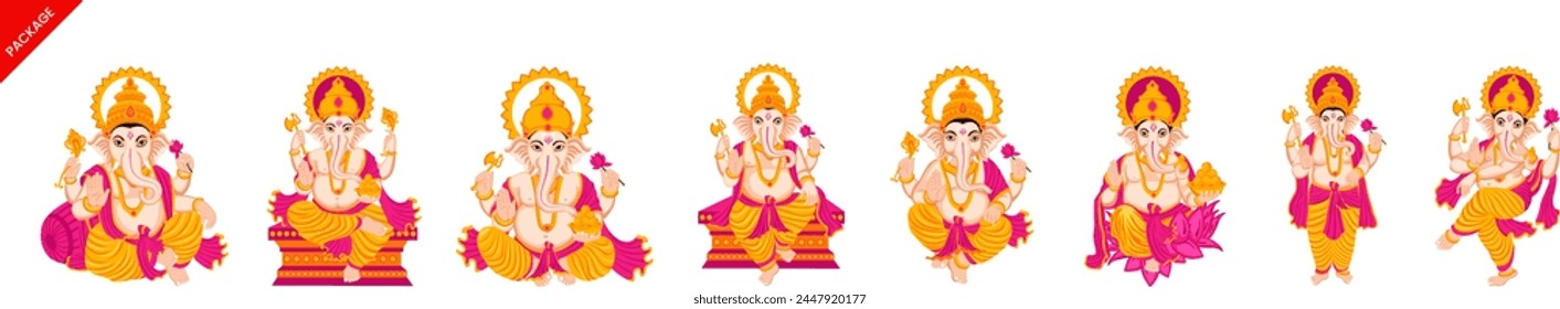 Happy Ganesh Chaturthi, Ganesh illustration Package