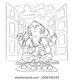 Happy ganesh chaturthi, ganesh chaturthi illustration. ganesh chaturthi sketch. ganesh chaturthi celeberation