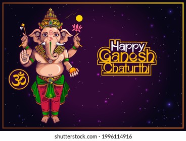 Happy Ganesh Chaturthi of india for traditional Hindu festival, background cartoon template.