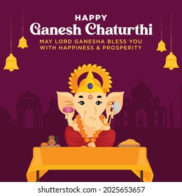 Happy Ganesh Chaturthi Indian festival banner design template.