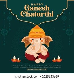 Happy Ganesh Chaturthi Indian festival banner design template.