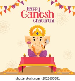 Happy Ganesh Chaturthi Indian festival banner design template.