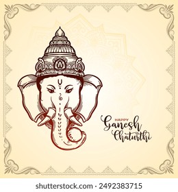 Happy Ganesh Chaturthi Indian festival card with lord ganesha design vector