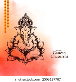 Happy Ganesh Chaturthi Indian festival celebration card design vector