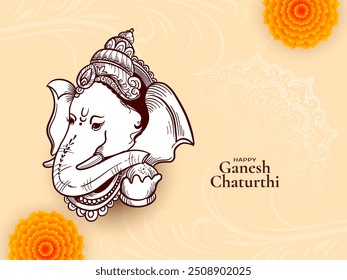 Happy Ganesh Chaturthi Indian festival celebration elegant background vector