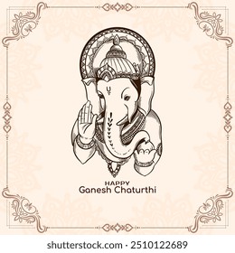 Happy Ganesh Chaturthi Indian festival card with lord ganesha design vector