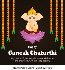 Happy Ganesh Chaturthi Indian Hindu Festival Vector Celebration