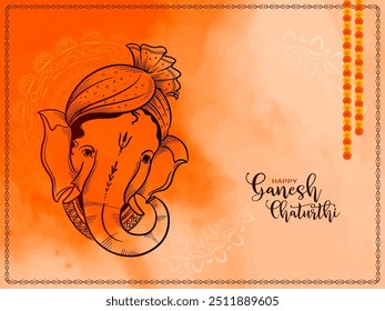 Happy Ganesh Chaturthi Indian religious festival background vector