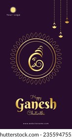 Happy Ganesh Chaturthi Instagram stories Vector Illustration Hand Drawn Lord Ganpati with Creative Background