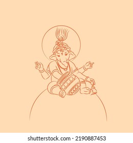 happy ganesh chaturthi line drawing lord ganesha colour vector illustration