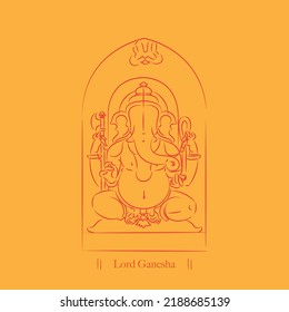 Happy Ganesh Chaturthi lord Ganesha Illustration with traditional Indian design color background.