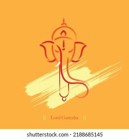 Happy Ganesh Chaturthi lord Ganesha Illustration with traditional Indian design color background.