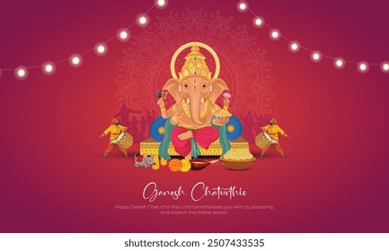 Happy Ganesh Chaturthi Post and Greeting Card. Birthday of Lord Ganesh Celebration and Creative Poster Vector Illustration.