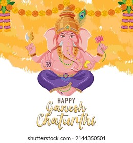 Happy Ganesh Chaturthi Poster illustration