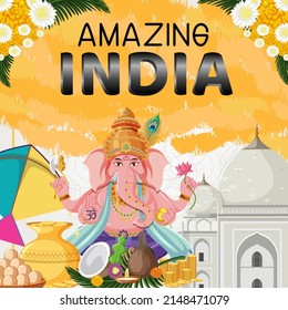 Happy Ganesh Chaturthi Poster illustration