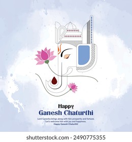 Happy Ganesh Chaturthi social media post design for Indian festival