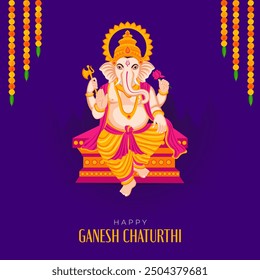 Feliz Ganesh Chaturthi Redes Sociales Post Plantilla, Anuncio de Web, Tarjetas de Felicitación, Impresión, Camisetas, Pósters y Anuncios