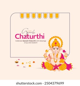 Feliz Ganesh Chaturthi Redes Sociales Post Plantilla, Anuncio de Web, Tarjetas de Felicitación, Impresión, Camisetas, Pósters y Anuncios