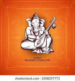 Happy Ganesh Chaturthi traditional Indian religious festival background vector