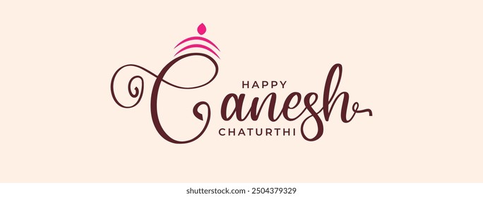 Happy Ganesh Chaturthi Typografie, Ganesh Chaturthi Kalligrafie Taxt für Indisches Festival. Social Media Post, Webbanner, Grußkarten, Print, T-Shirts, Poster und Banner