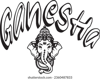 Imagen negra del vector de tipografía de Ganesh Chaturthi