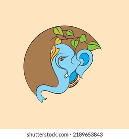 happy ganesh chaturthi vector colour line drawing illustration