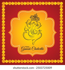 Feliz Ganesh Chaturthi Plantilla de diseño de Vector, festival, indain, ganpati,	