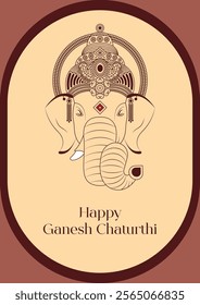 Happy Ganesh Chaturthi ! vector text with ganesh design and beautiful background .