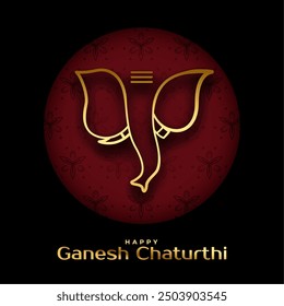 happy ganesh chaturthi wishes background with golden lord ganesha vector