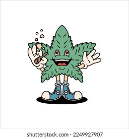 happy ganja cartoon vector design