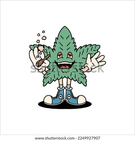 happy ganja cartoon vector design