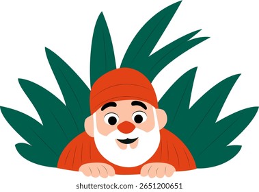 Happy Garden Gnome Escondendo-se em Folhas espiando, feliz Waitangi Day Artista tradicional