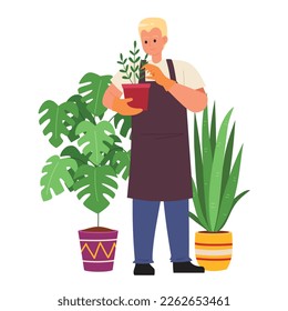 Happy gardener flat vector image