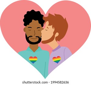 Happy gay couple, romantic, marriage and diversity. LGBTQI+