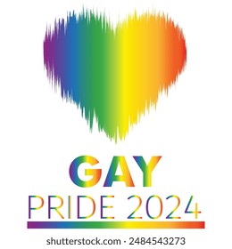 Happy Gay Pride 2024 rainbow color post on white Background. Celebrating Pride Month Web Banner Design Template with Rainbow Gradient in Pride Flag Colours