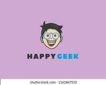 HAPPY GEEK LOGO Design Template for your Company,Eps10 Source file and CMYK tipe Color