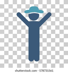 Happy Gentleman icon. Vector illustration style is flat iconic bicolor symbol, cyan and blue colors, transparent background. Designed for web and software interfaces.
