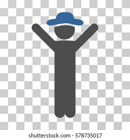 Happy Gentleman icon. Vector illustration style is flat iconic bicolor symbol, cobalt and gray colors, transparent background. Designed for web and software interfaces.