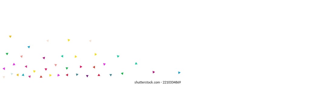 Happy Geometric Abstract Vector White Panoramic Background. Effect Shapes Backdrop. Flying Elements Card. Rainbow Confetti Celebrate Wallpaper.