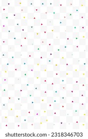 Happy Geometric Carnaval Vector Transparent Background. Carnival Elements Illustration. Abstract Triangle Texture. Falling Confetti Festive Backdrop.