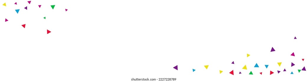 Happy Geometric Invitation Vector White Panoramic Background. Independence Confetti Design. Festive Triangle Backdrop. Color Shapes Celebrate Texture.