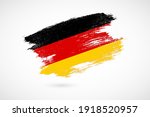Happy German unity day of Germany with vintage style brush flag background