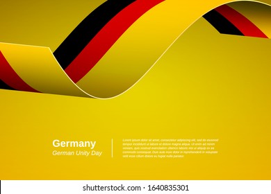 Happy german unity day of Germany. Creative waving flag banner background. Greeting patriotic nation vector.